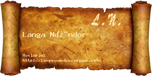 Langa Nándor névjegykártya
