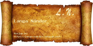 Langa Nándor névjegykártya